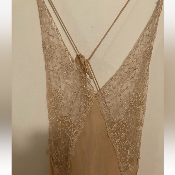 24. Free People Ivory Sheer Current Obsession Lace Maxi Slip Dress - Picture 6 of 6